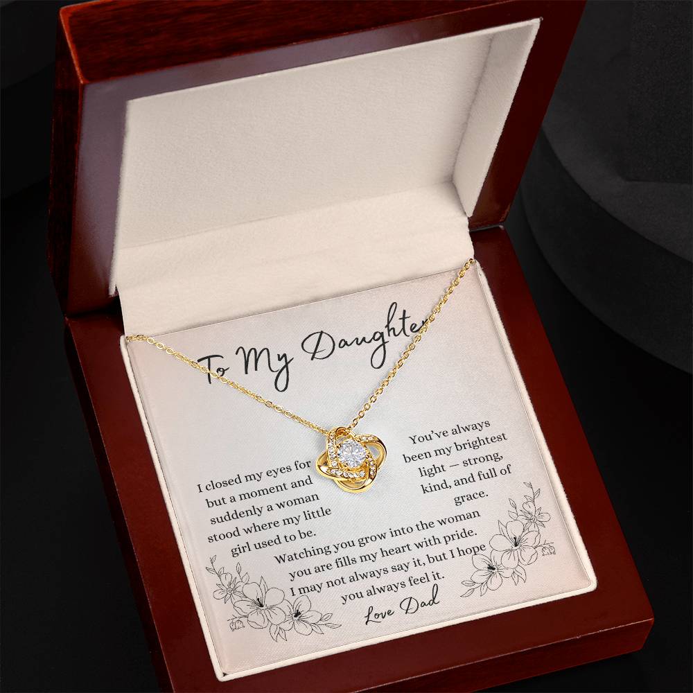 To My Daughter Necklace – Proud Father Gift | Love Knot Necklace