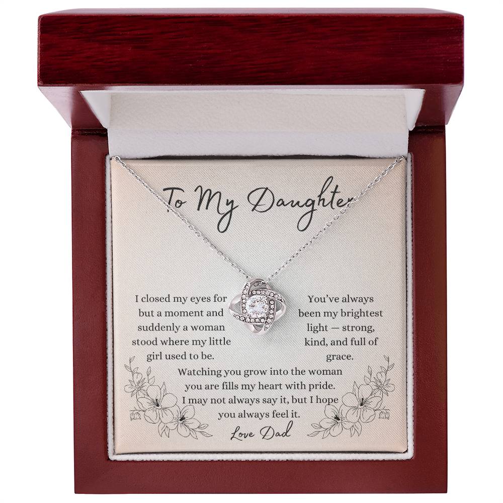 To My Daughter Necklace – Proud Father Gift | Love Knot Necklace