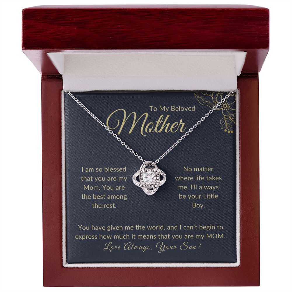 To My Mother "Always your Little Boy" Love Knot Necklace