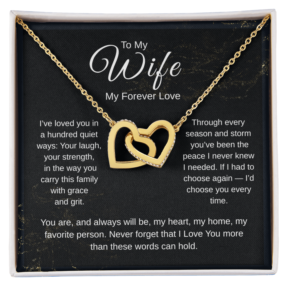 To My Wife Interlocking Hearts Necklace | My Forever Love Romantic Gift