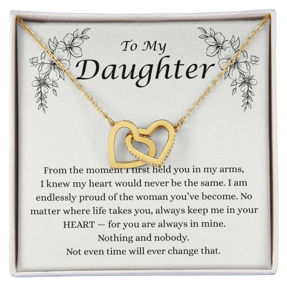 To My Daughter Interlocking Heart Necklace