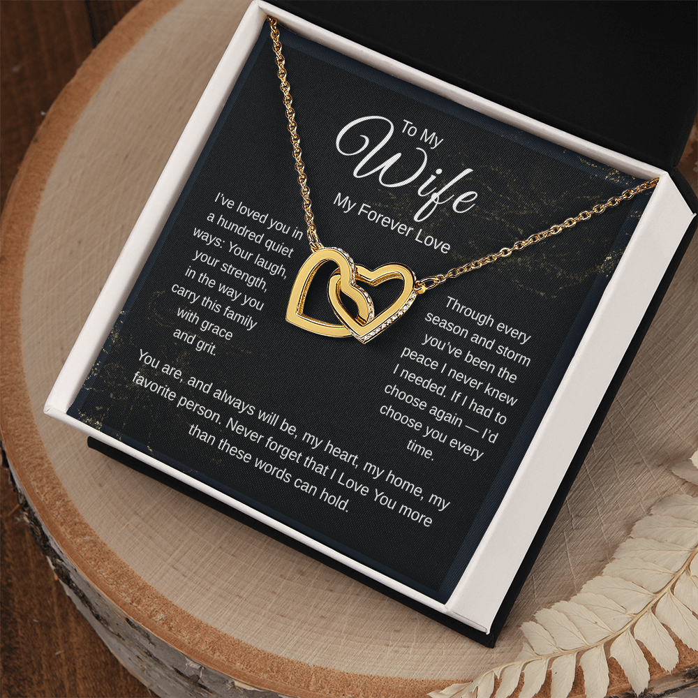 To My Wife Interlocking Hearts Necklace | My Forever Love Romantic Gift