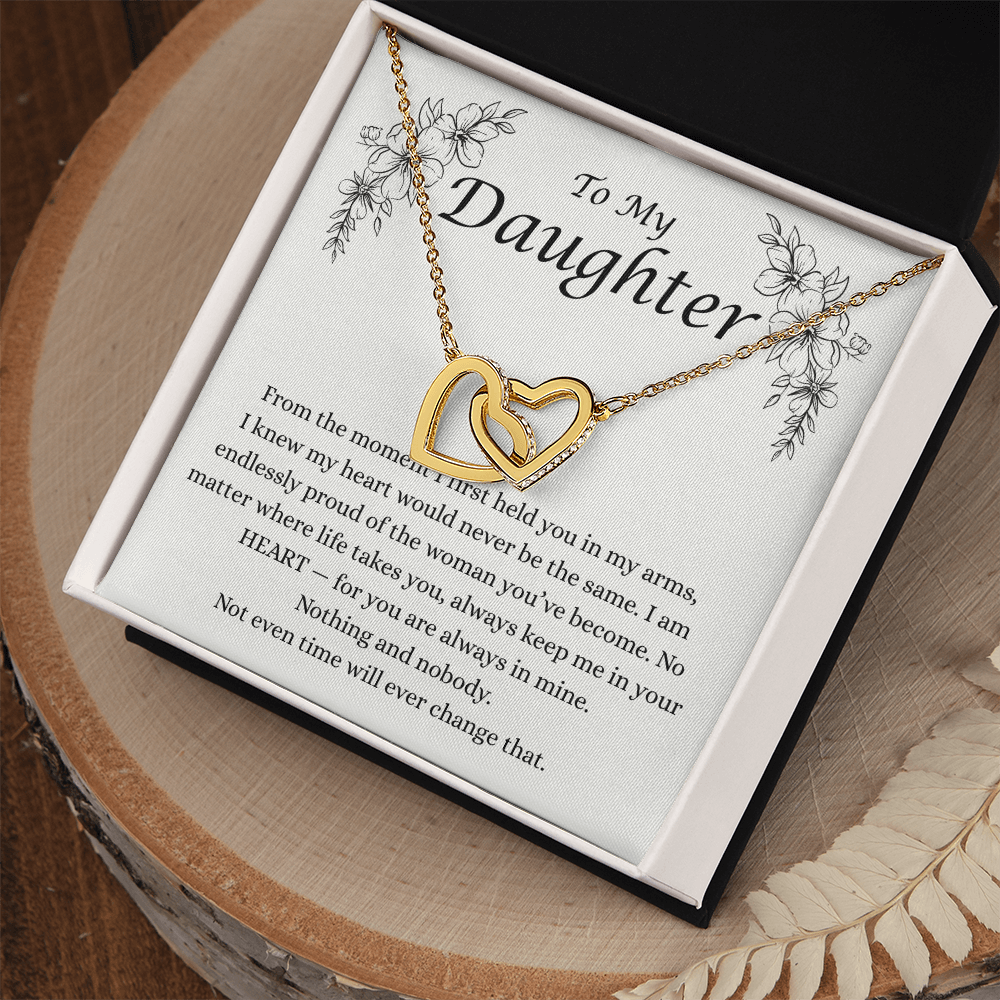 To My Daughter Interlocking Heart Necklace