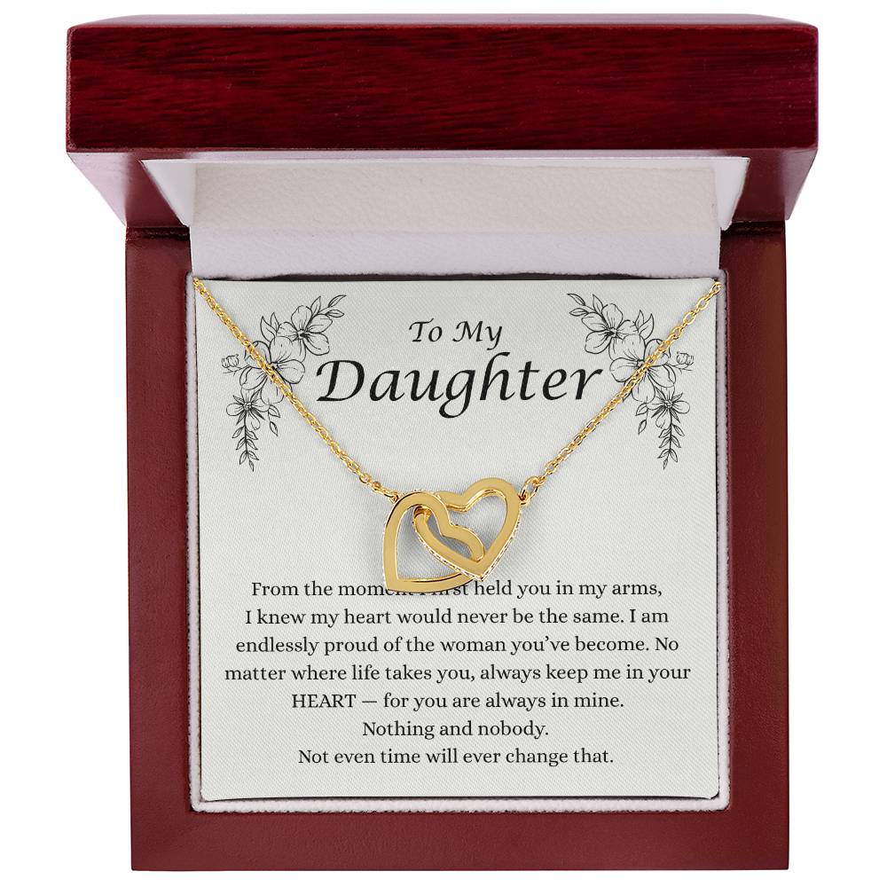 To My Daughter Interlocking Heart Necklace