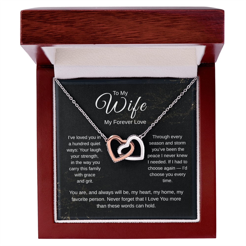 To My Wife Interlocking Hearts Necklace | My Forever Love Romantic Gift