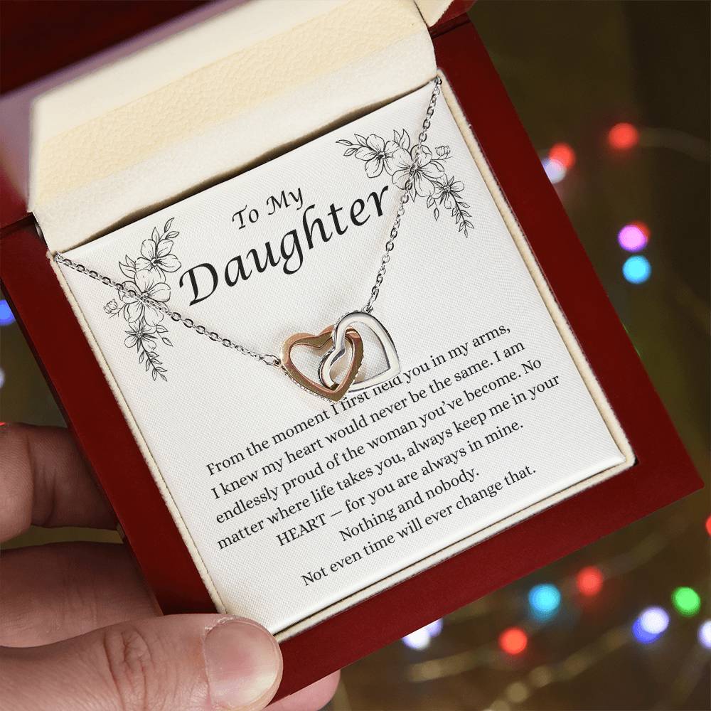 To My Daughter Interlocking Heart Necklace