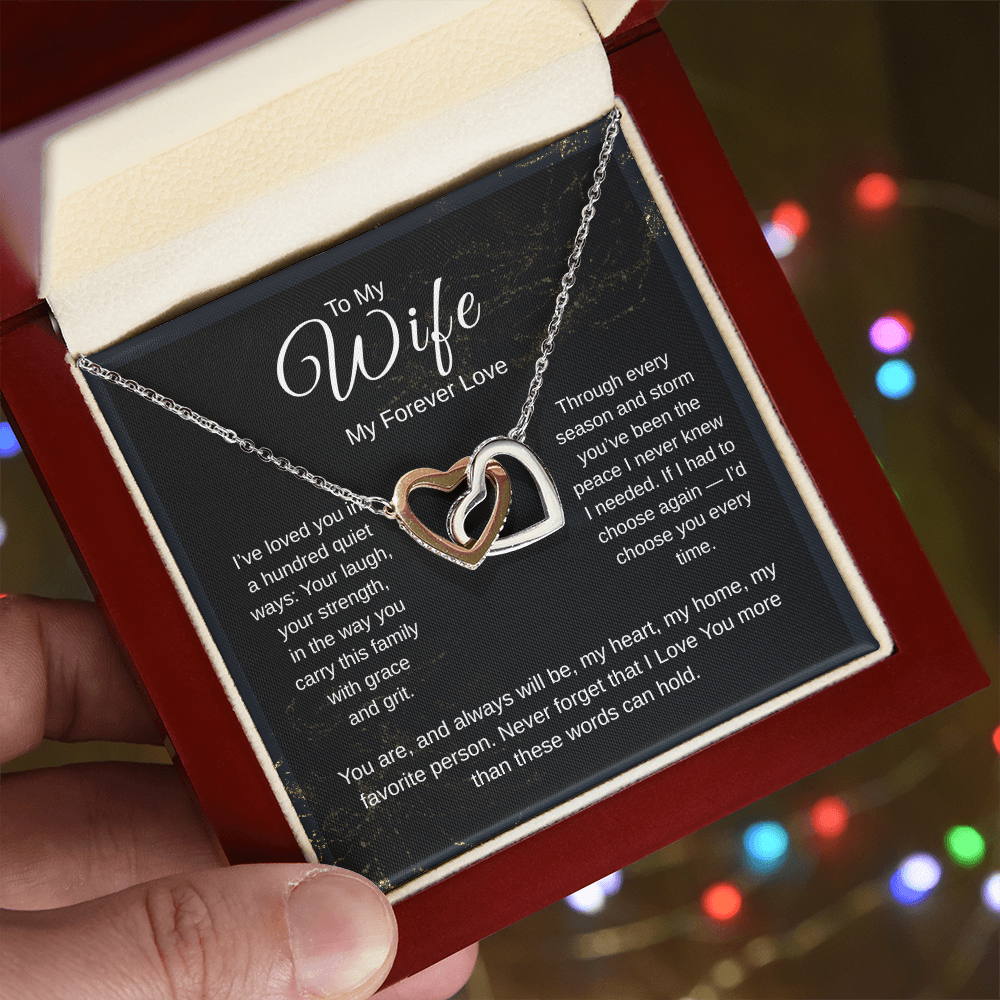 To My Wife Interlocking Hearts Necklace | My Forever Love Romantic Gift
