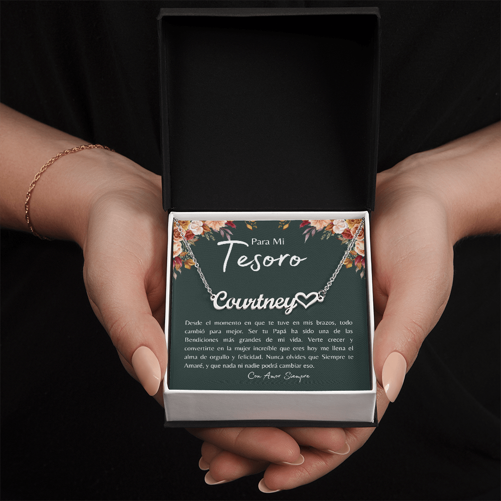 Para Mi Tesoro – Collar Personalizado con Nombre y Corazón | Regalo de Papá