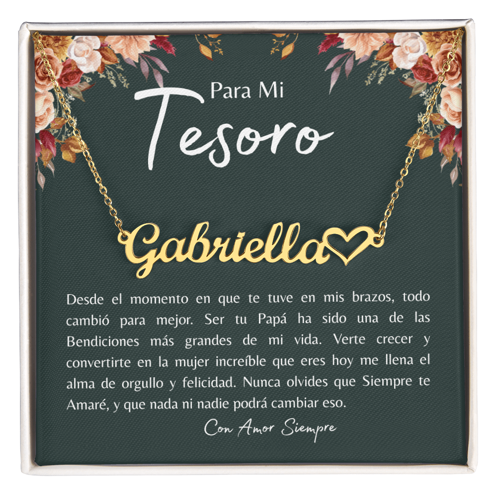 Para Mi Tesoro – Collar Personalizado con Nombre y Corazón | Regalo de Papá