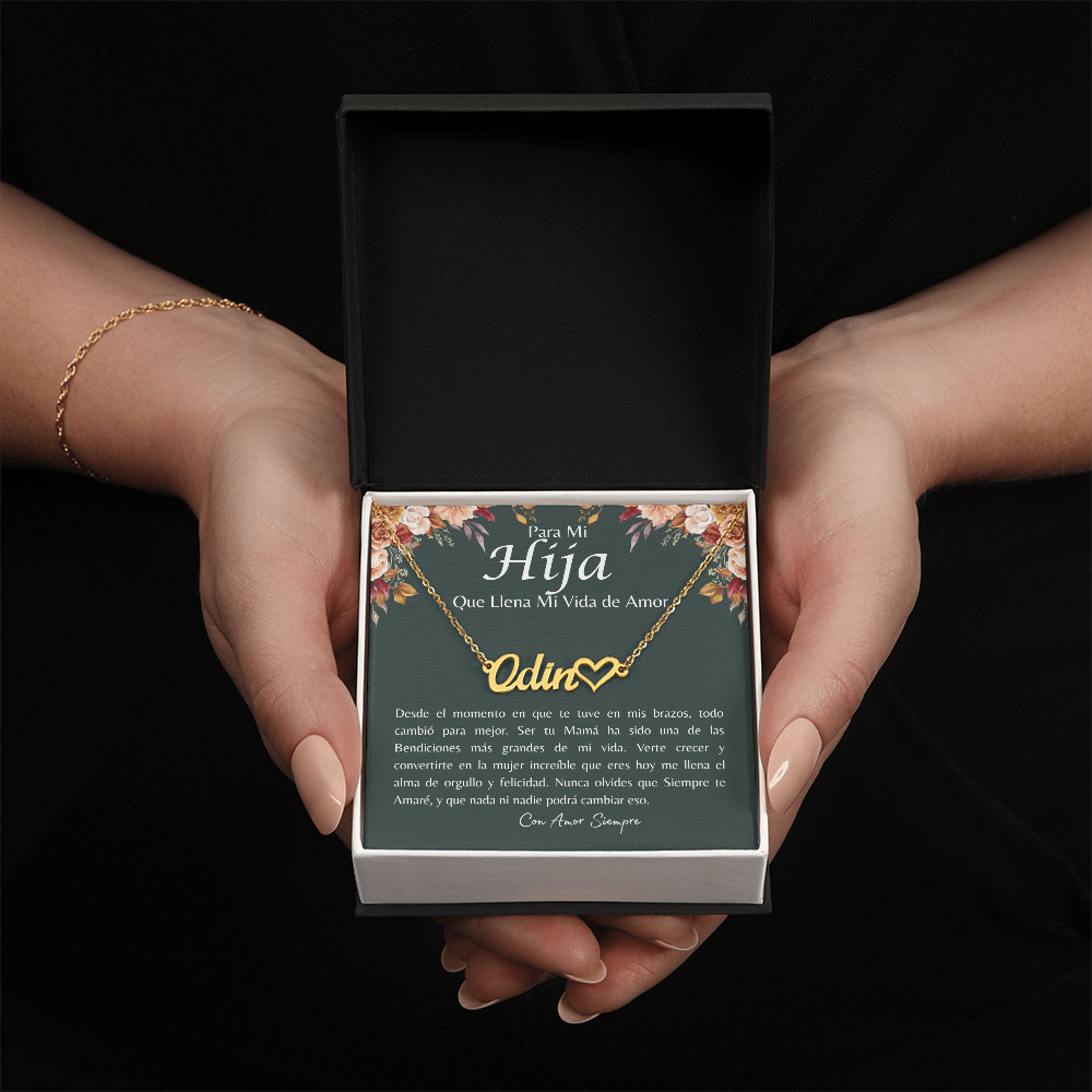 Para Mi Hija Que Llena Mi Vida de Amor – Collar Personalizado con Nombre y Corazón