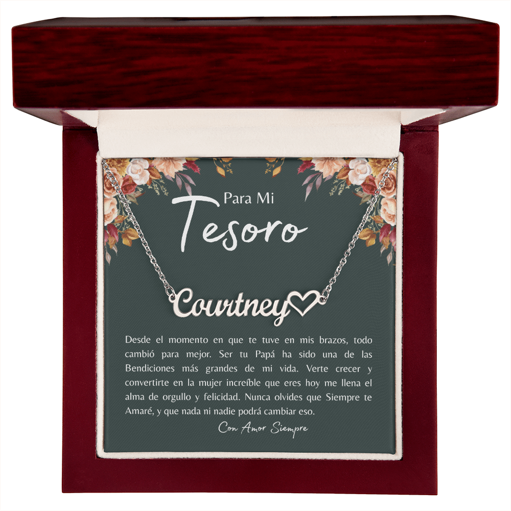 Para Mi Tesoro – Collar Personalizado con Nombre y Corazón | Regalo de Papá