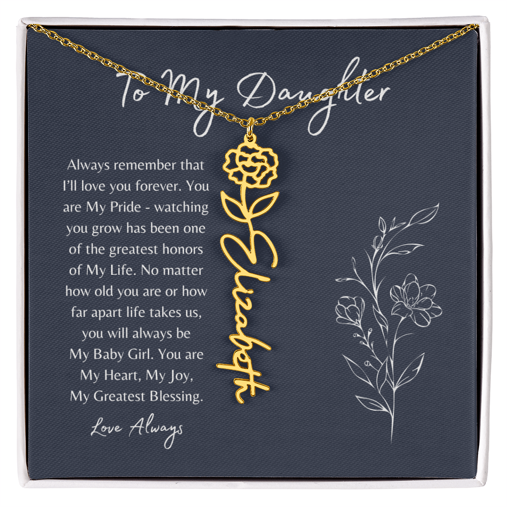 To My Daughter Birth Month Flower Name Necklace