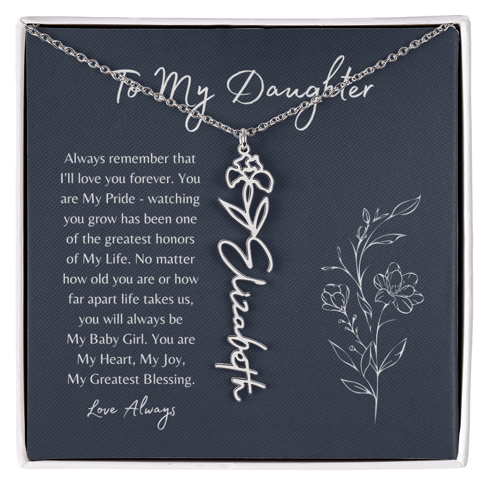 To My Daughter Birth Month Flower Name Necklace