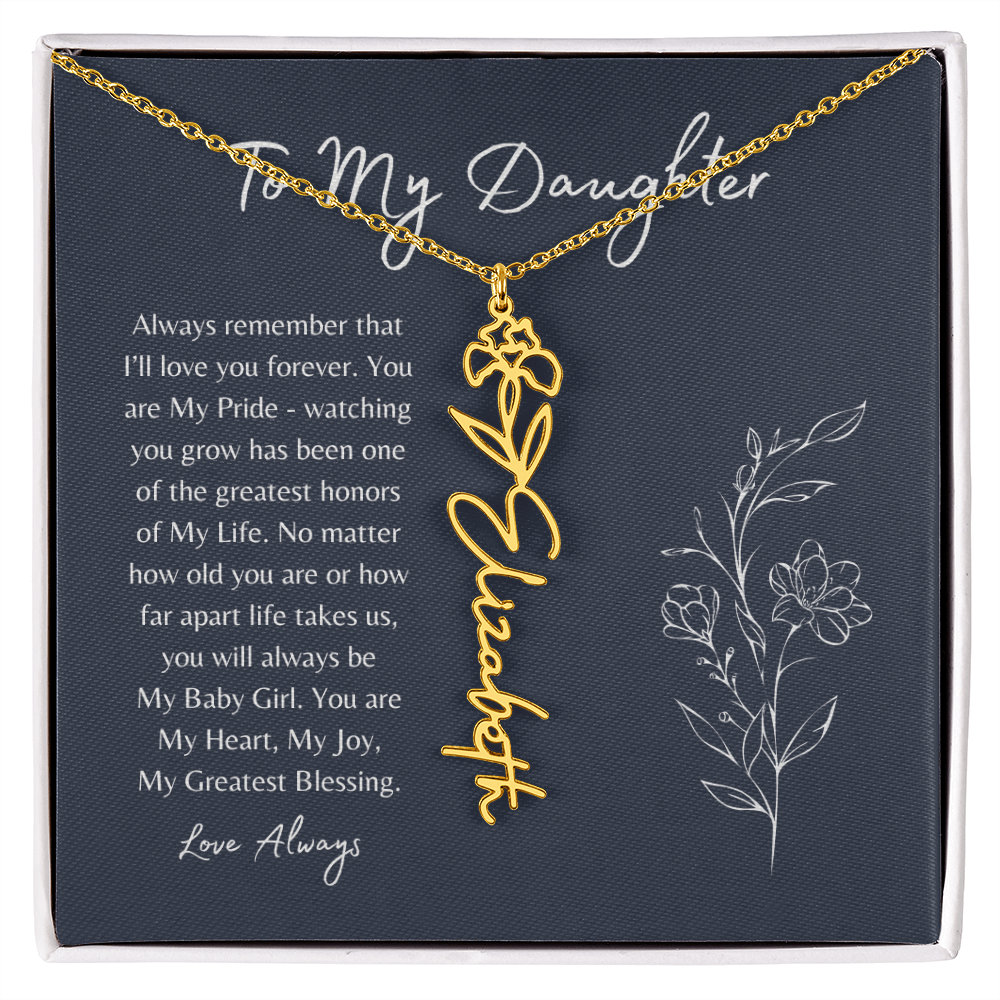 To My Daughter Birth Month Flower Name Necklace