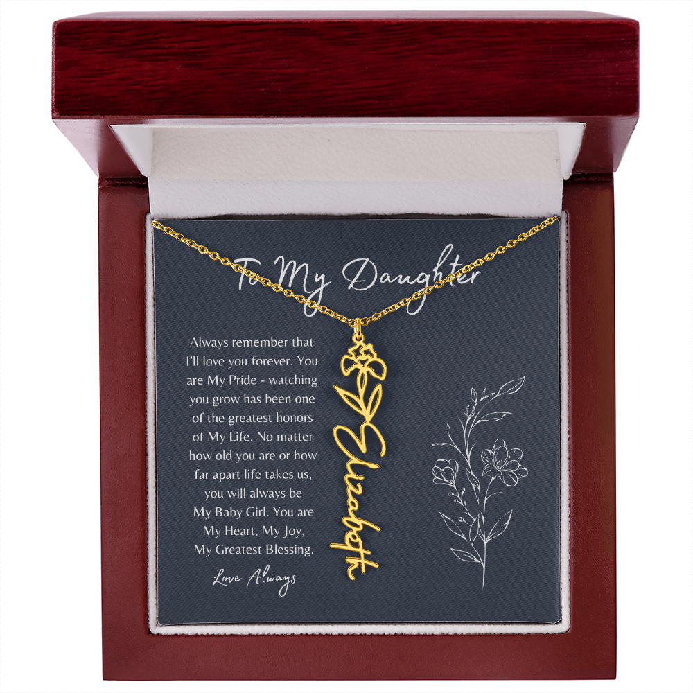 To My Daughter Birth Month Flower Name Necklace