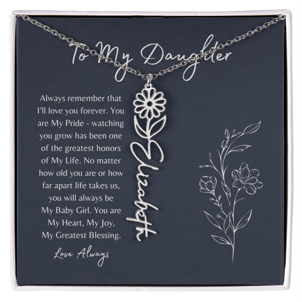 To My Daughter Birth Month Flower Name Necklace