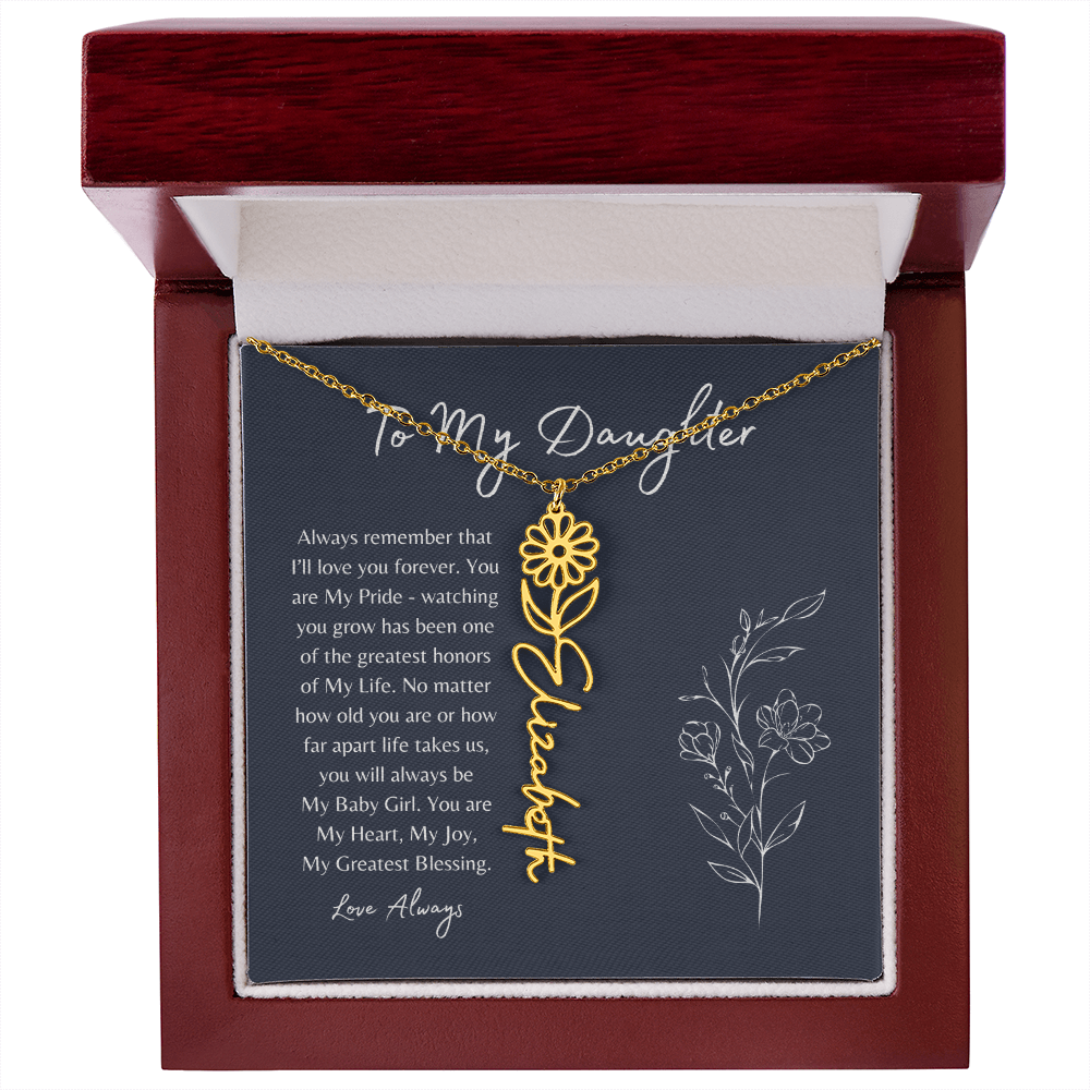 To My Daughter Birth Month Flower Name Necklace
