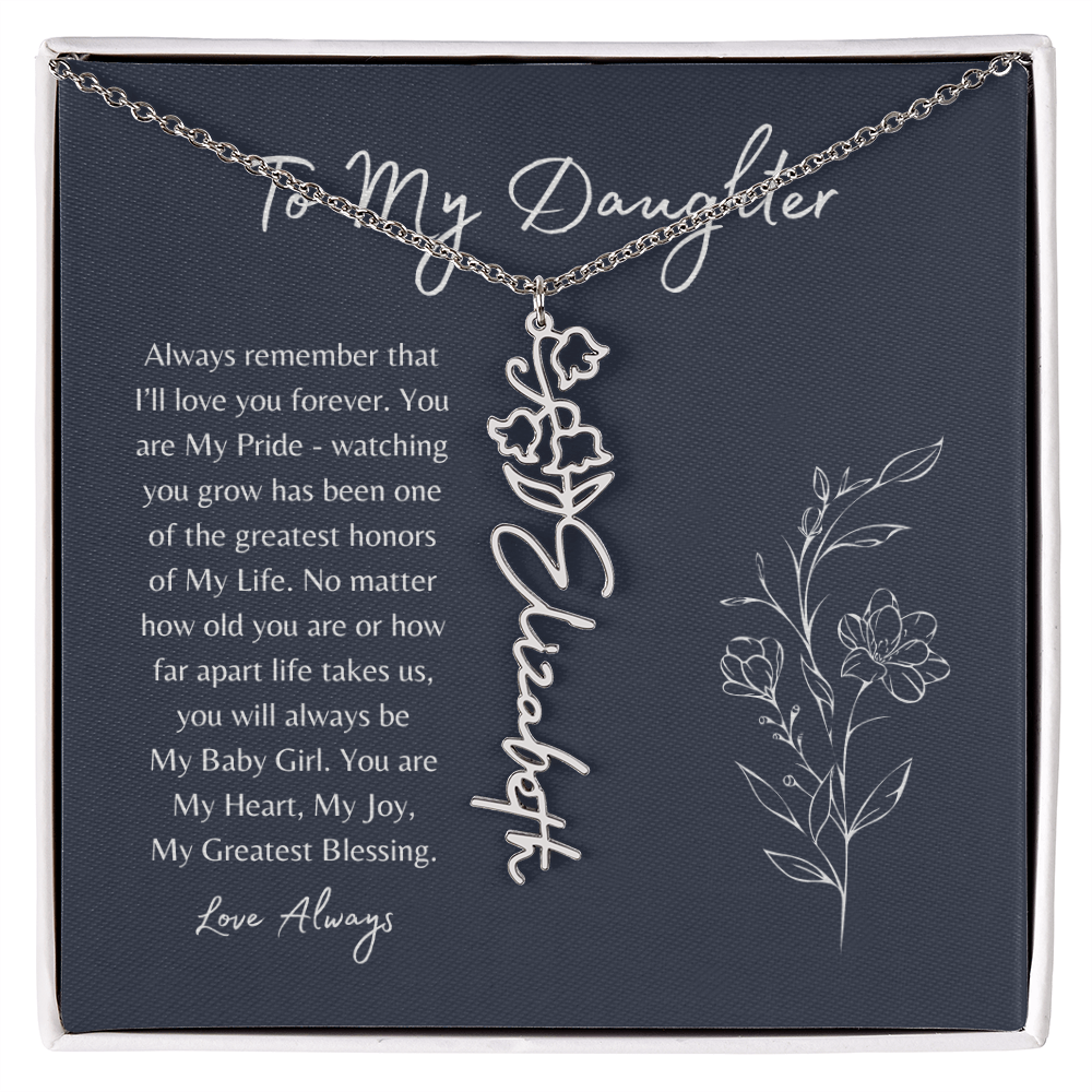 To My Daughter Birth Month Flower Name Necklace