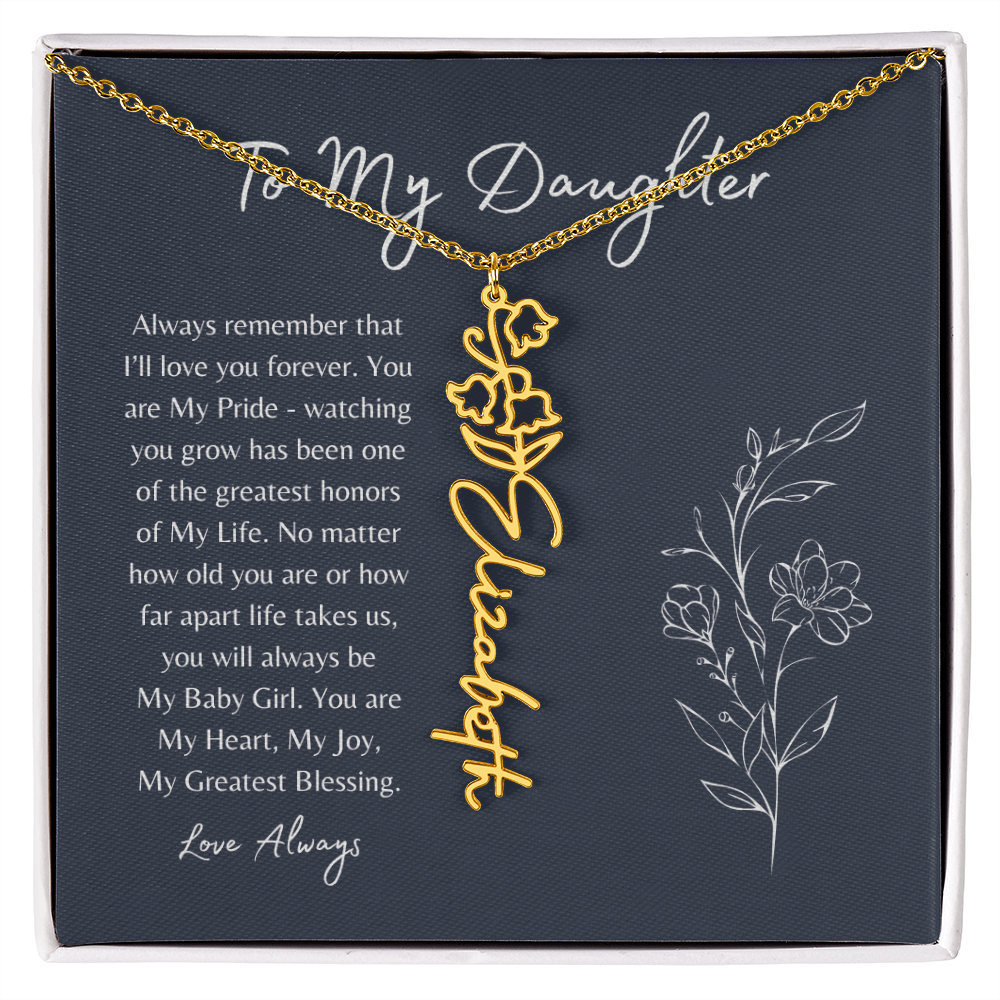 To My Daughter Birth Month Flower Name Necklace