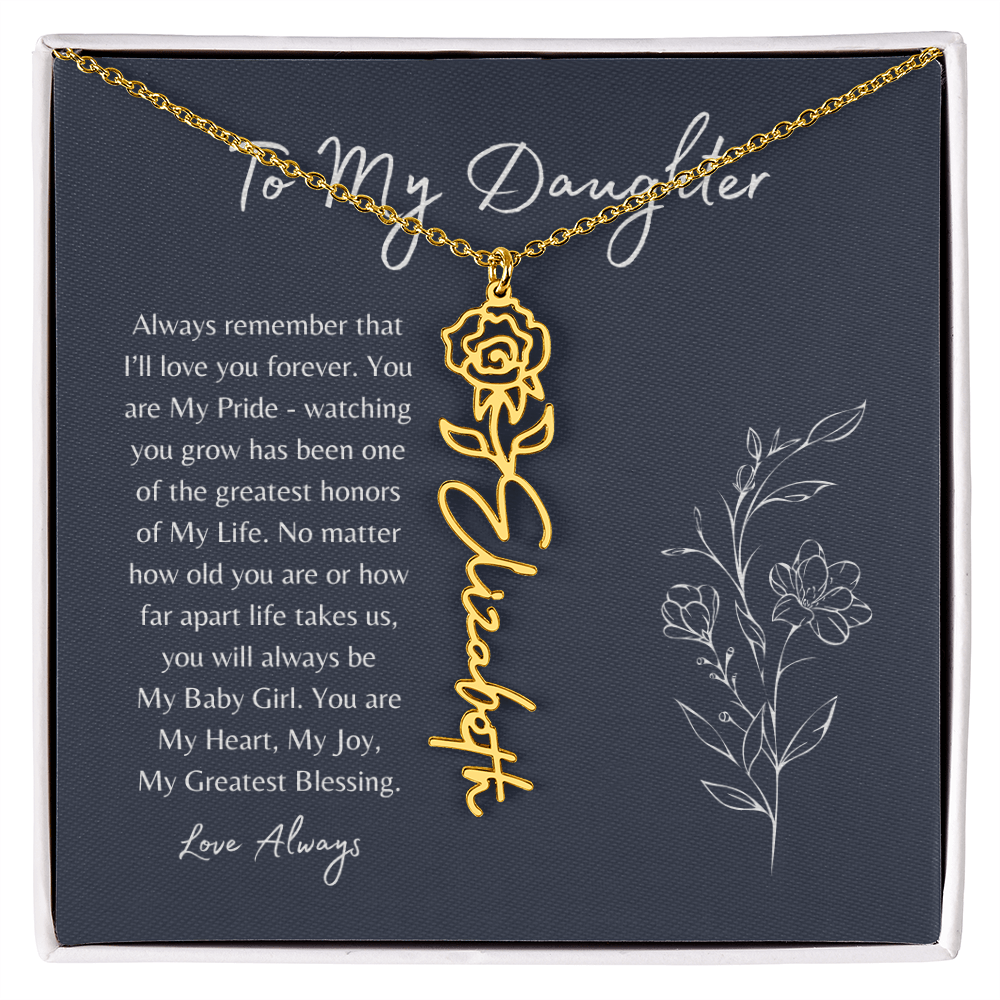 To My Daughter Birth Month Flower Name Necklace