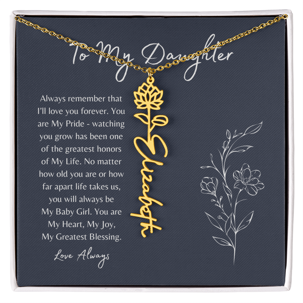 To My Daughter Birth Month Flower Name Necklace