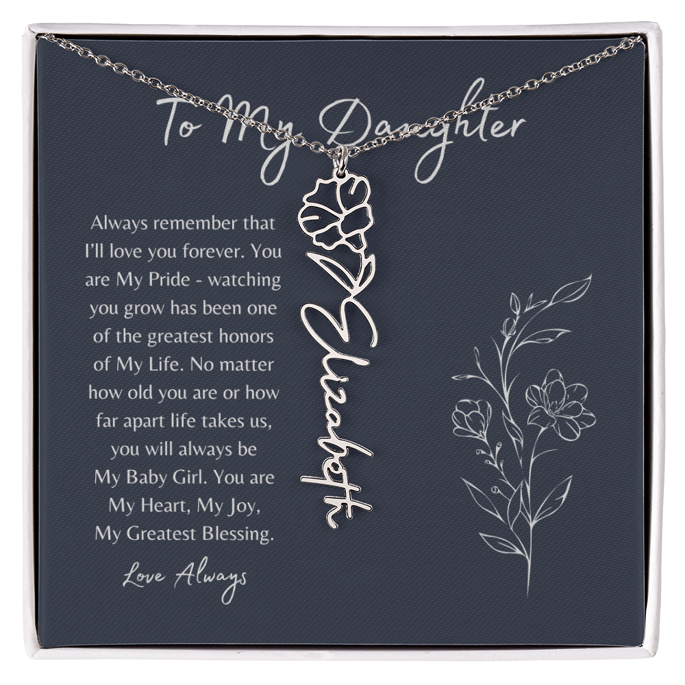 To My Daughter Birth Month Flower Name Necklace