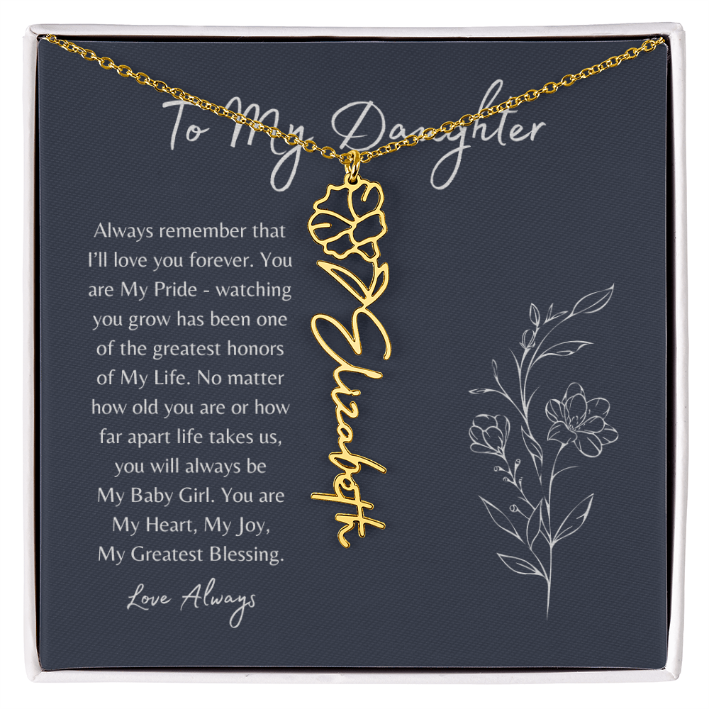 To My Daughter Birth Month Flower Name Necklace