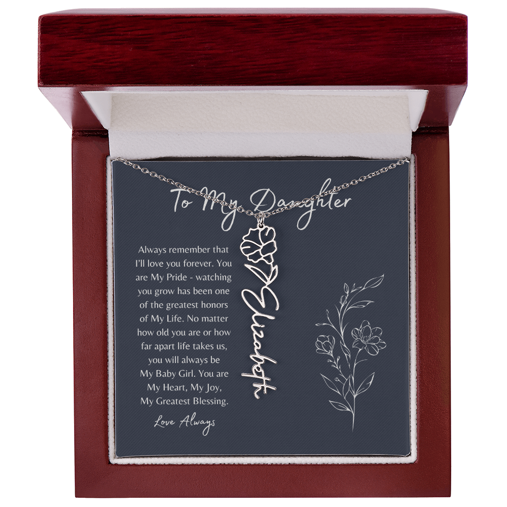 To My Daughter Birth Month Flower Name Necklace