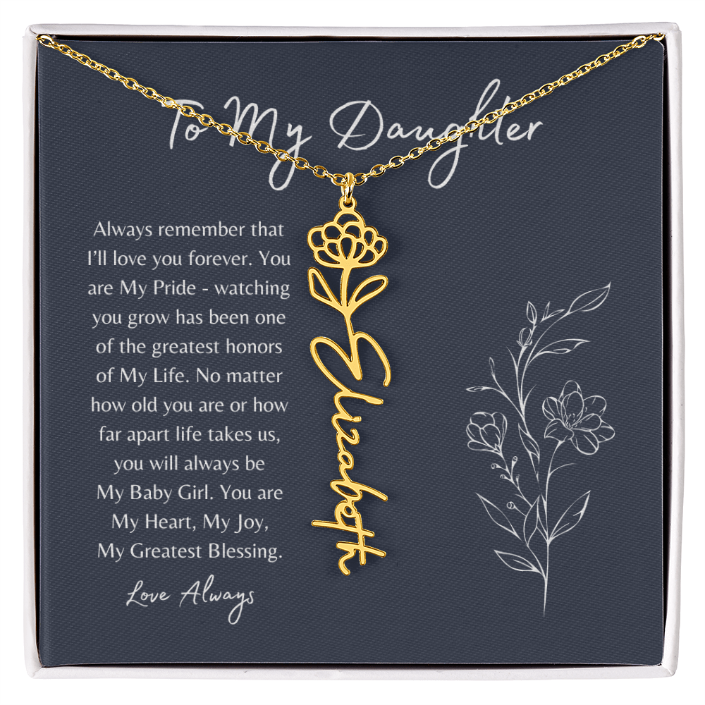To My Daughter Birth Month Flower Name Necklace