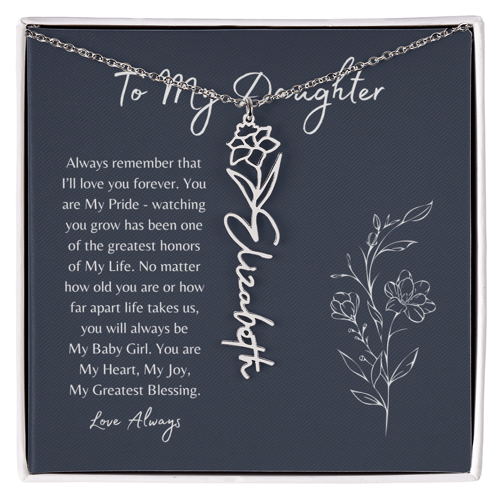 To My Daughter Birth Month Flower Name Necklace