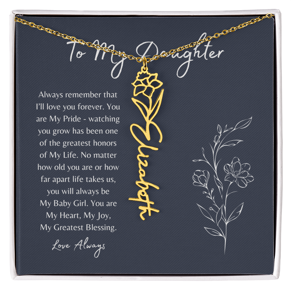 To My Daughter Birth Month Flower Name Necklace