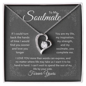 Dark gray with white letters Eternal Love Necklace for my soulmate forever yours