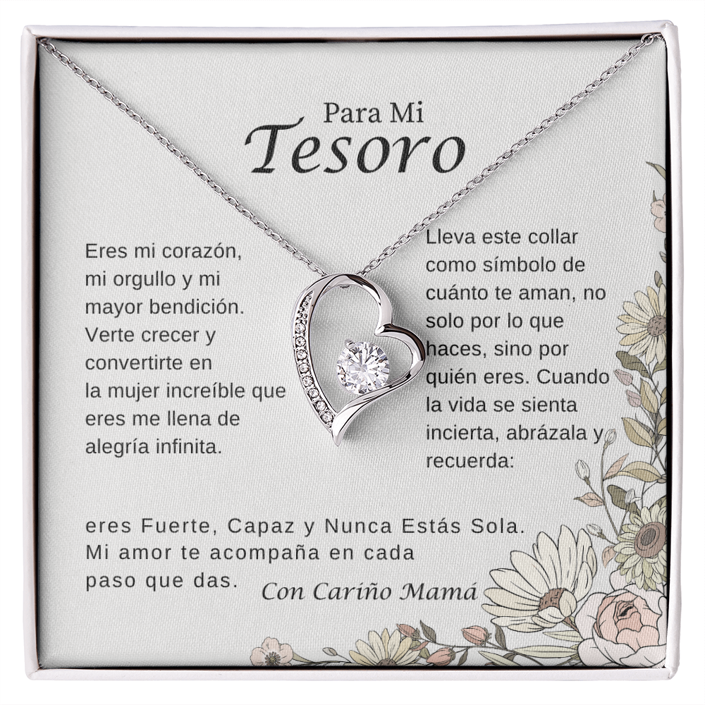 Para Mi Tesoro – Collar Corazón Brillante | Regalo Inspirador de Mamá