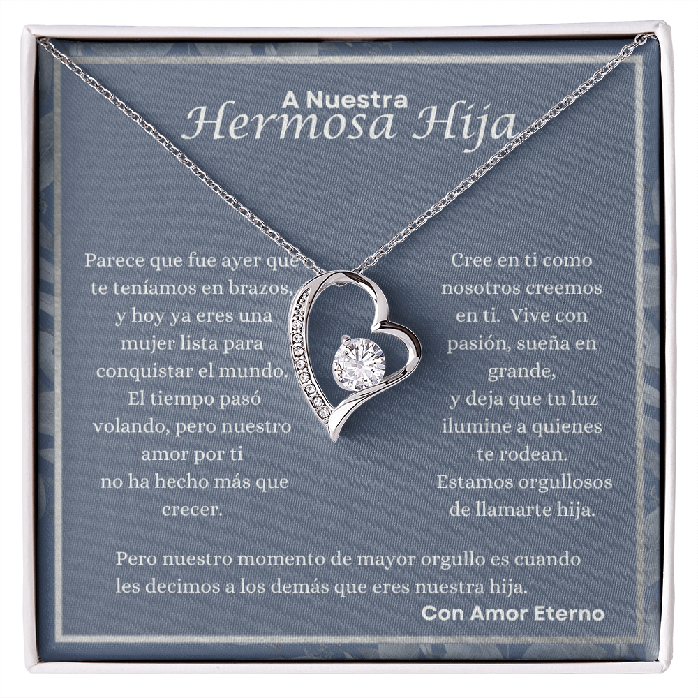 Tarjeta con mensaje emocional para hija – “A Nuestra Hermosa Hija” – regalo con texto de amor eterno y orgullo de sus padres