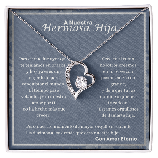 Tarjeta con mensaje emocional para hija – “A Nuestra Hermosa Hija” – regalo con texto de amor eterno y orgullo de sus padres