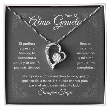 Collar de amor eterno gris oscuro con letras blancas para mi alma gemela siempre tuya