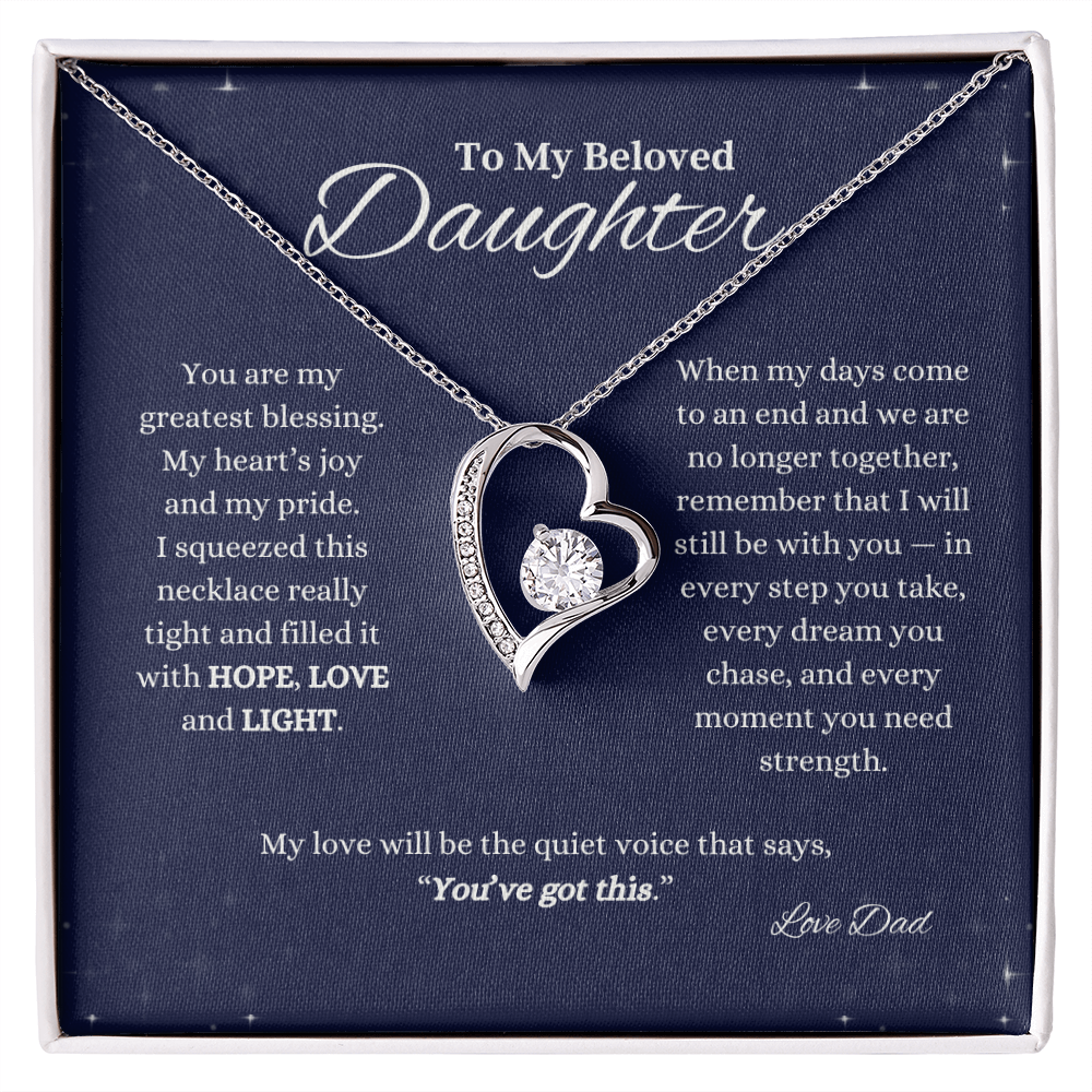 Love Knot Necklace gift for daughter from Dad with “You’ve got this” message card