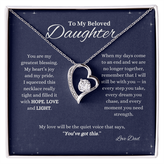 Love Knot Necklace gift for daughter from Dad with “You’ve got this” message card