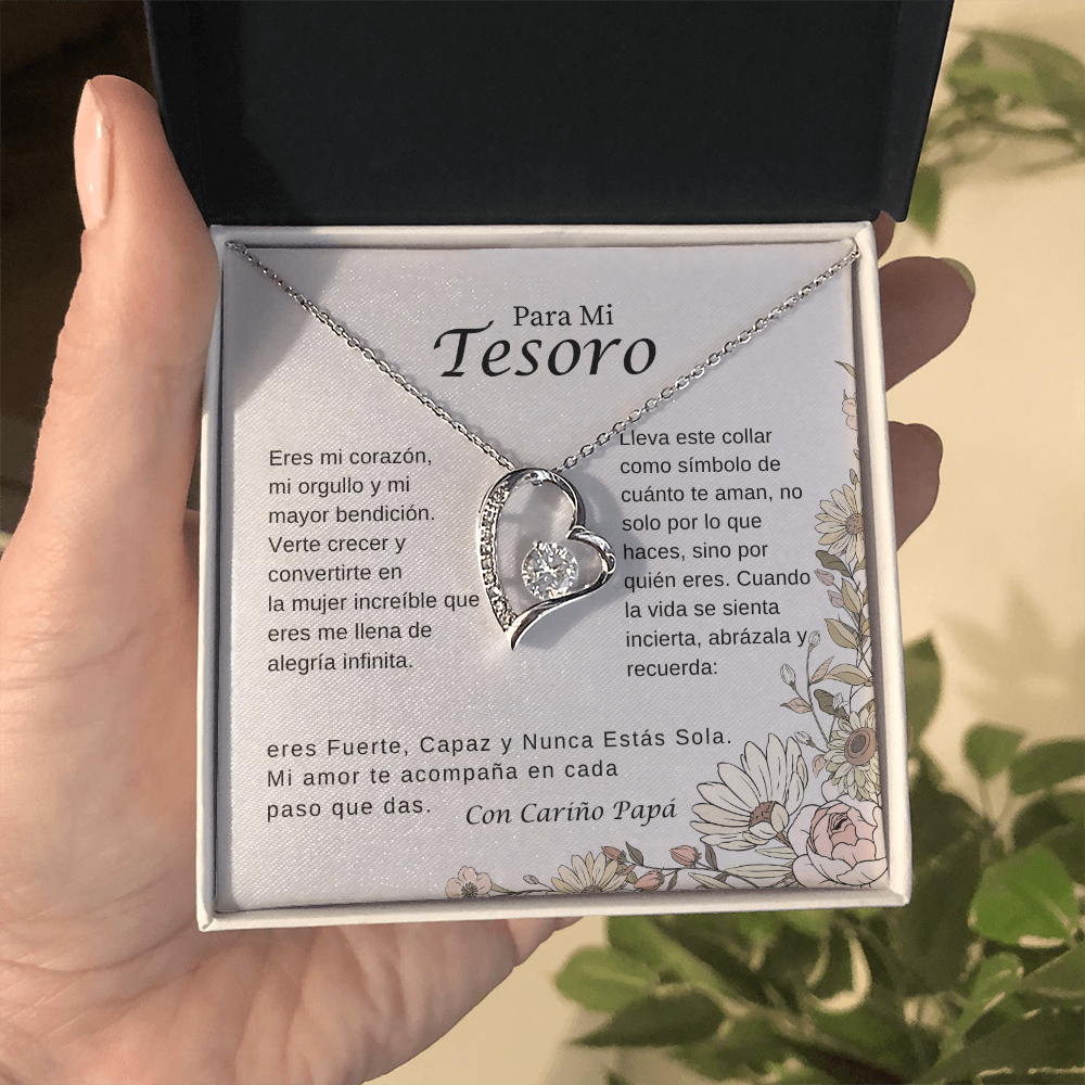 Para Mi Tesoro – Collar Corazón Brillante | Regalo Inspirador de Papá