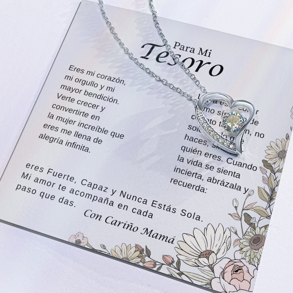 Para Mi Tesoro – Collar Corazón Brillante | Regalo Inspirador de Mamá