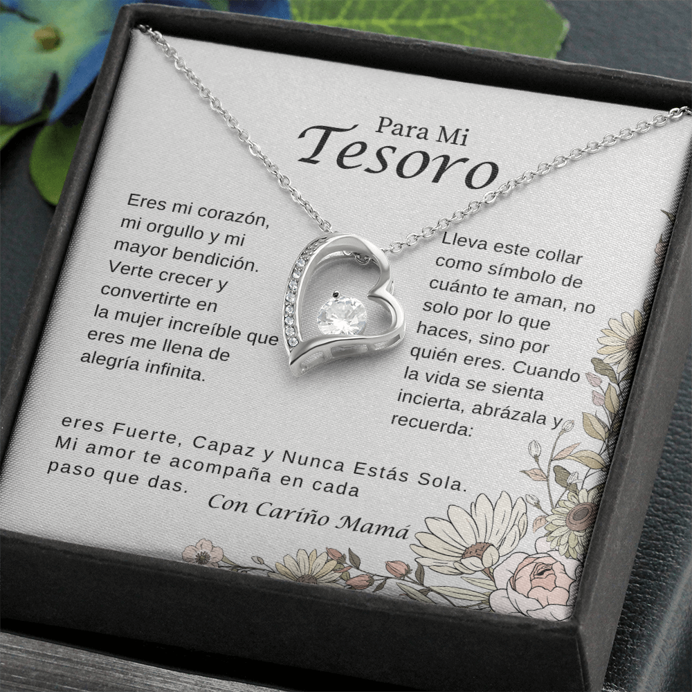 Para Mi Tesoro – Collar Corazón Brillante | Regalo Inspirador de Mamá
