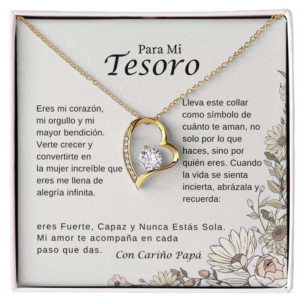 Para Mi Tesoro – Collar Corazón Brillante | Regalo Inspirador de Papá