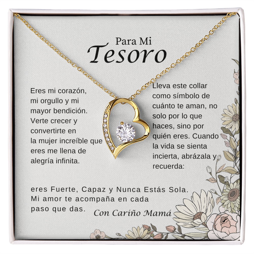 Para Mi Tesoro – Collar Corazón Brillante | Regalo Inspirador de Mamá
