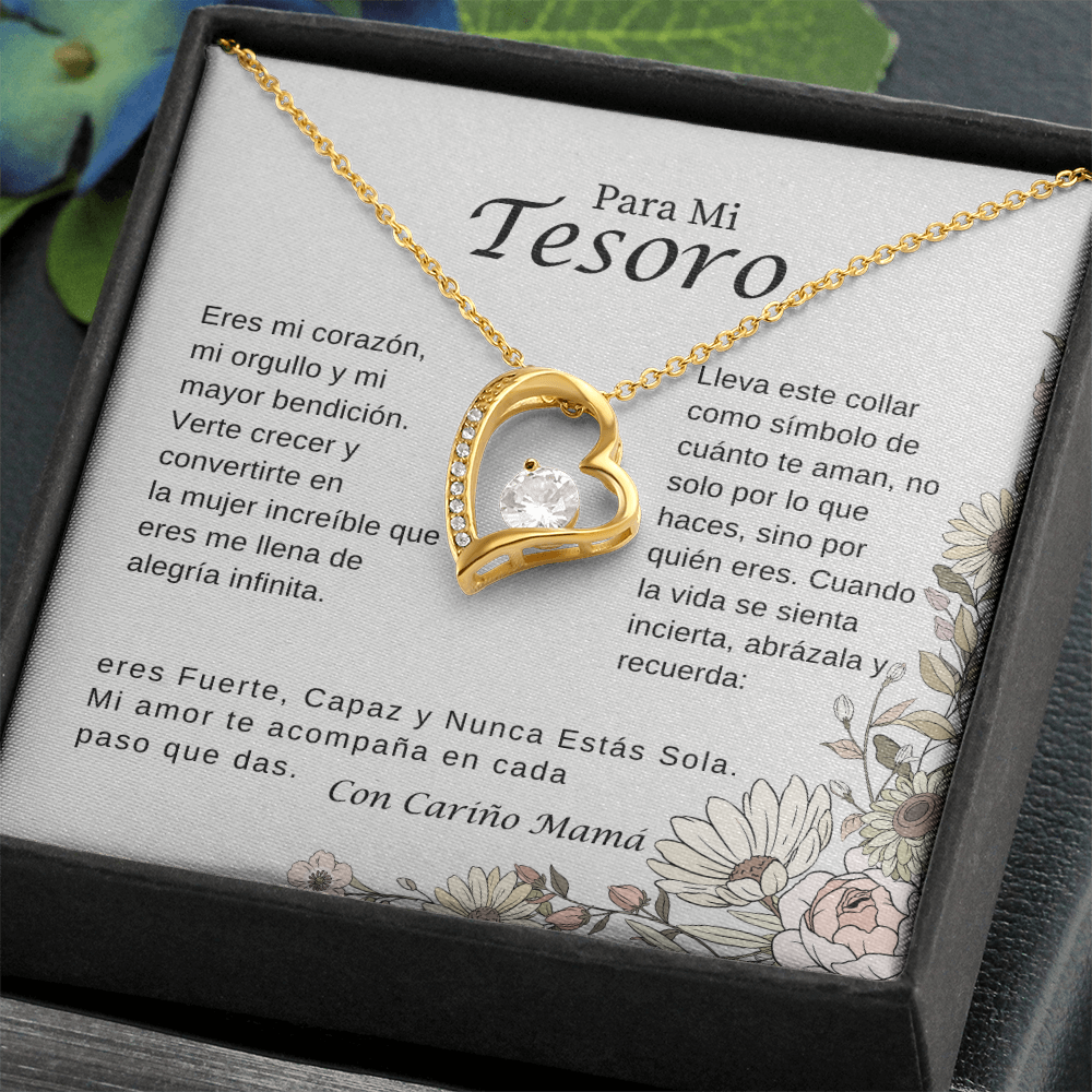 Para Mi Tesoro – Collar Corazón Brillante | Regalo Inspirador de Mamá