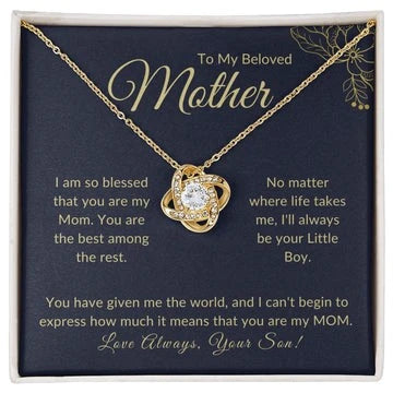 To My Mother "Always your Little Boy" Love Knot Necklace