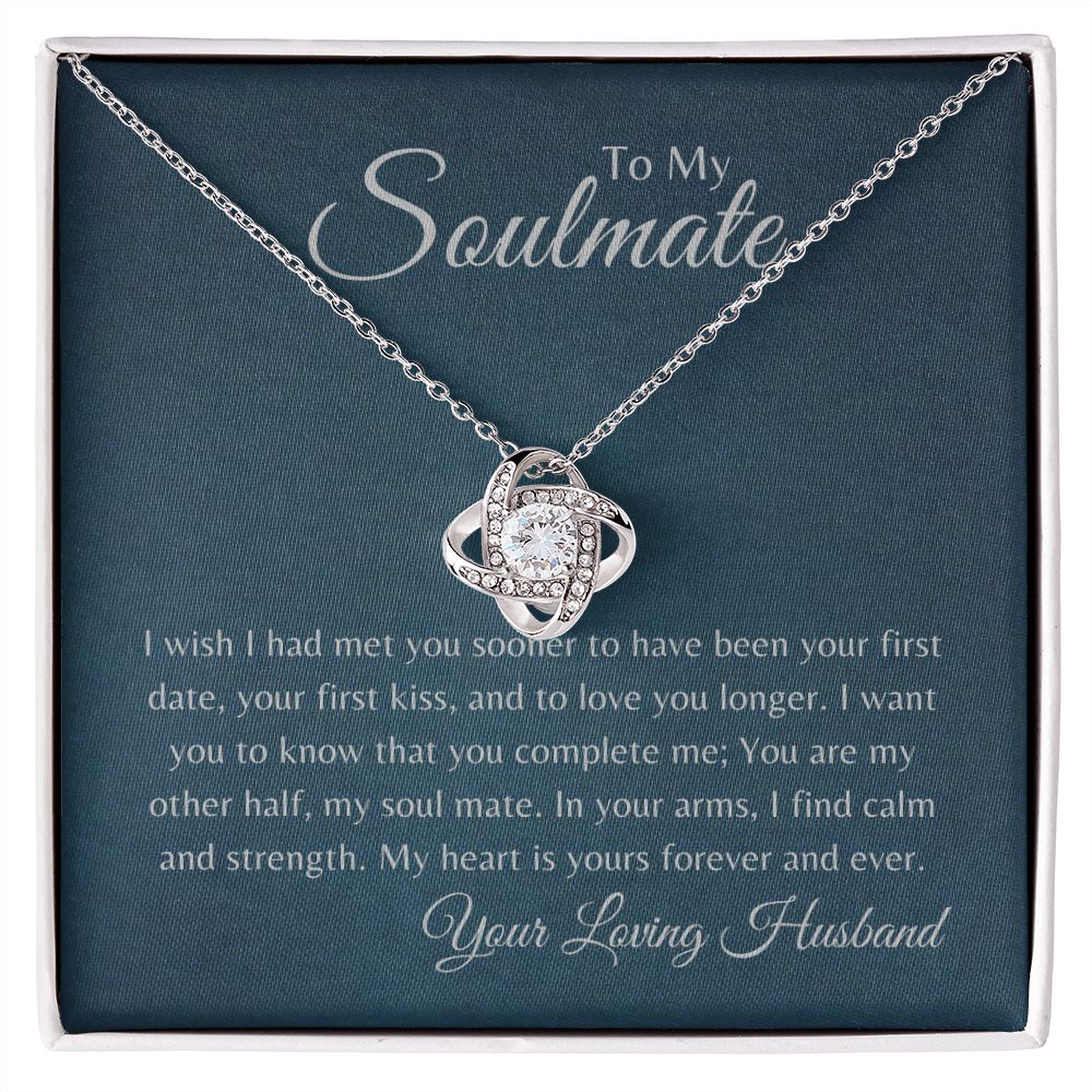 To may soulmate wishing had found you sooner on a medium blue background love know necklace 