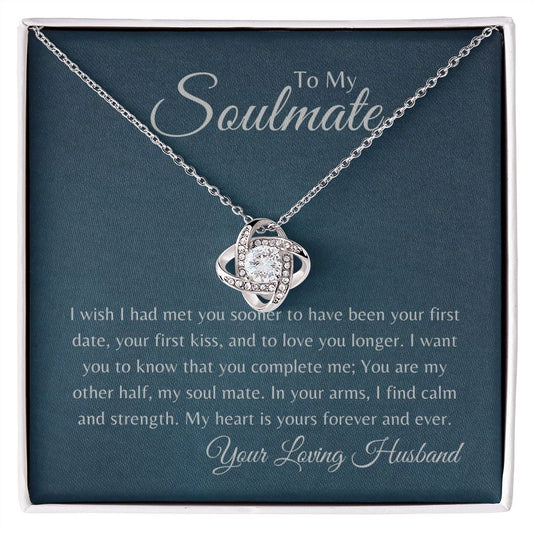 To may soulmate wishing had found you sooner on a medium blue background love know necklace 